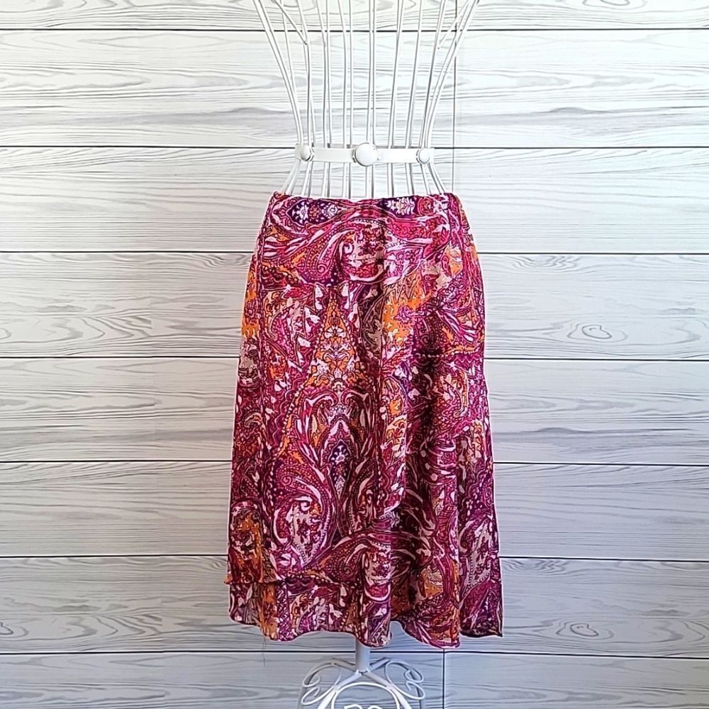 Covington pink paisley a-line skirt Women's Size XL